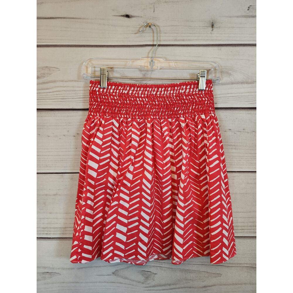 Armani Exchange Women's Red White Dash Pattern Elastic Waist Mini Skirt Size‎ 4